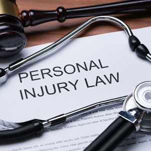 Stethoscope and gavel on a PERSONAL INJURY LAW document, relevant to a claim and mediation in California.